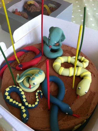 Snakes on a cake